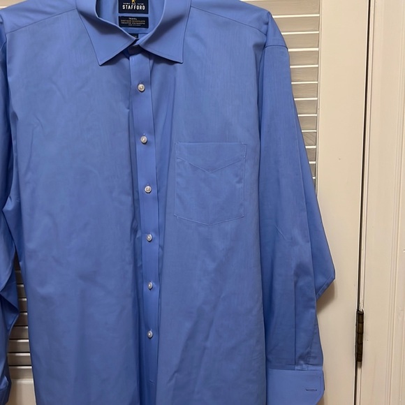 4. Stafford Men’s Long Sleeve Dress Shirt in Blue - Picture 7 of 11